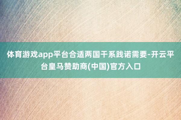 体育游戏app平台合适两国干系践诺需要-开云平台皇马赞助商(中国)官方入口